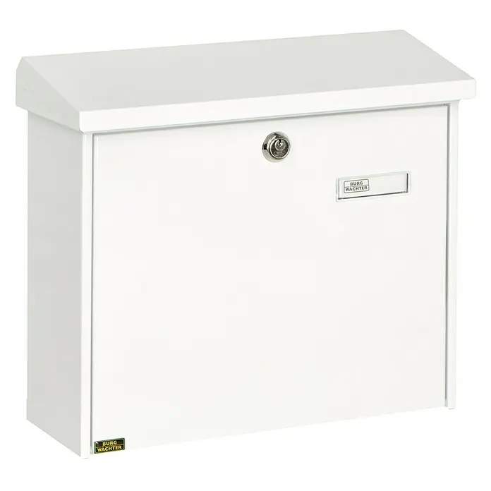 Burg-Wächter Wandbriefkasten Comfort 913 - L x B x H: 38 x 14,8 x 34 cm, Weiß, Stahl, Öffnungsstopp - Weißer Burg Wächter Briefkasten mit Schloss und Einwurfschlitz, ideal für den Außenbereich.