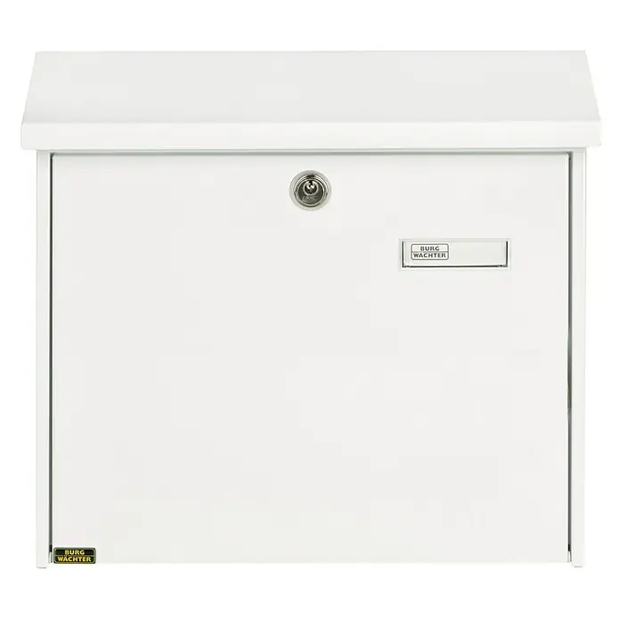 Burg-Wächter Wandbriefkasten Comfort 913 - L x B x H: 38 x 14,8 x 34 cm, Weiß, Stahl, Öffnungsstopp - Weißer Burg Wächter Briefkasten mit Schloss und Sichtfenster für Namensschild. Ideal für den Außenbereich und sichere Postzustellung.