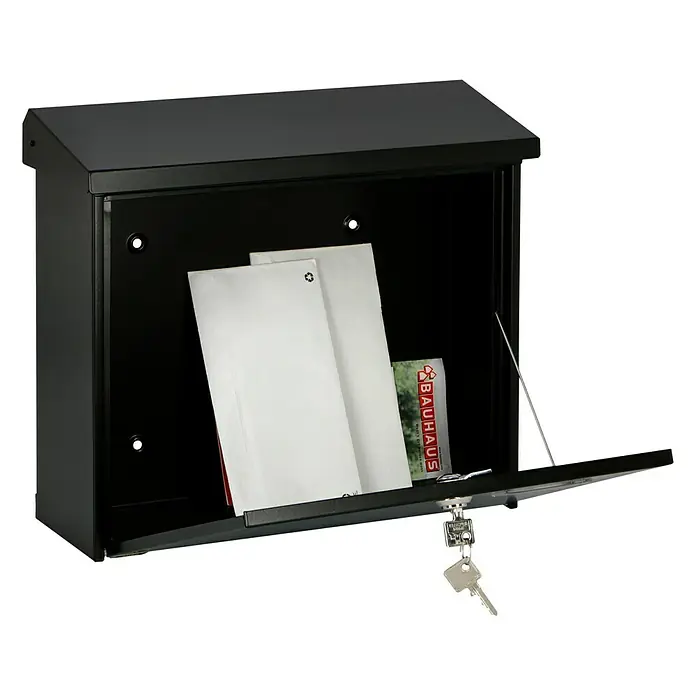 Burg-Wächter Wandbriefkasten Comfort 913 - L x B x H: 38 x 14,8 x 34 cm, Schwarz, Stahl, Öffnungsstopp - Der schwarze Briefkasten mit Schloss bietet sichere Aufbewahrung für Post und Zeitungen. Ideal für den Außenbereich, schützt er Ihre Sendungen vor Witterungseinflüssen.