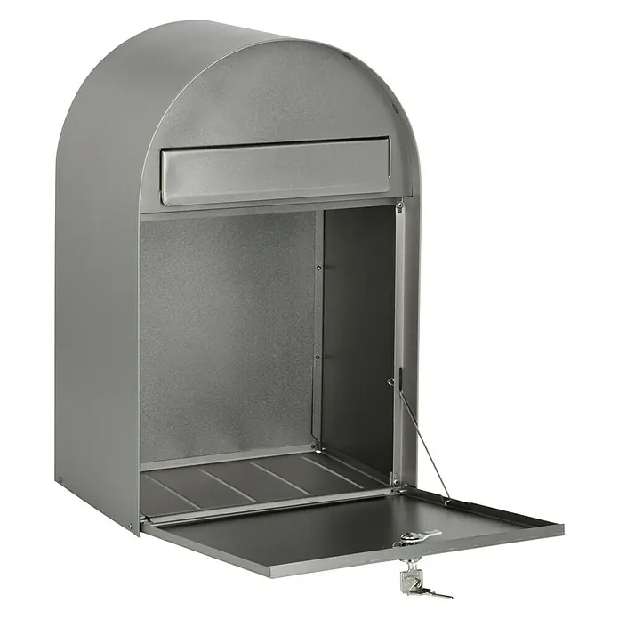 Burg-Wächter Wandbriefkasten Nordic 3680 - L x B x H: 30 x 22,2 x 47,5 cm, Silber, Edelstahl, Öffnungsstopp - Offener, abschließbarer Paketkasten aus Metall, ideal für die sichere Aufbewahrung von Lieferungen bis zum Abholen. Robuste Konstruktion.