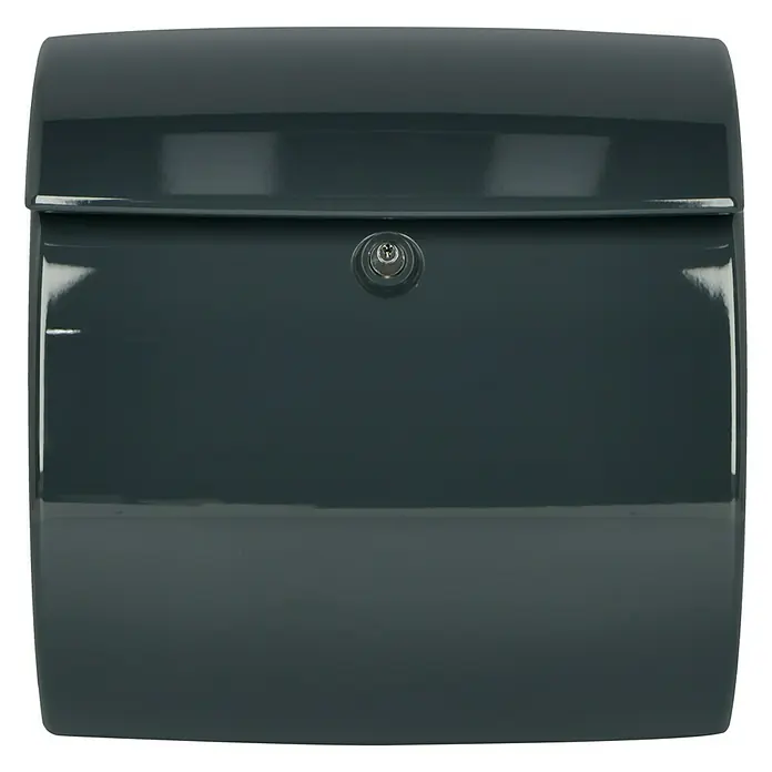 Burg-Wächter Wandbriefkasten Piano 886 - L x B x H: 38 x 17,8 x 40 cm, Granit, Kunststoff, Zeitungsfach - Bild einer dunkelgrauen, abschließbaren Briefkastenanlage für den Außenbereich.