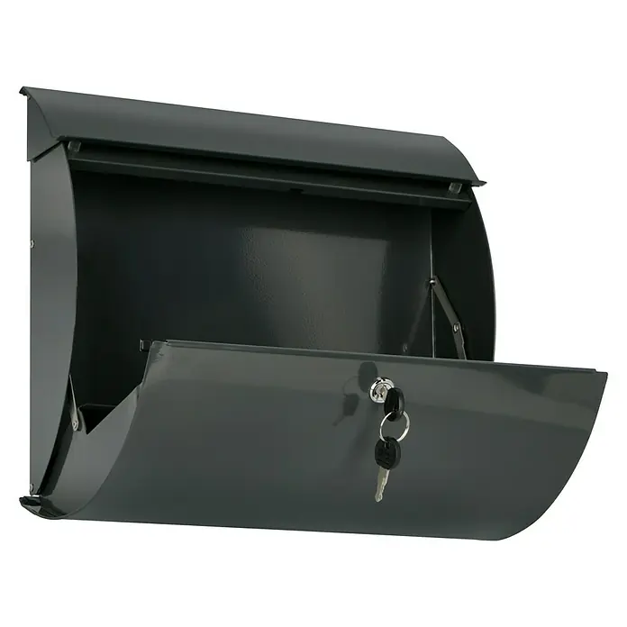 Burg-Wächter Wandbriefkasten Toscana 856 - L x B x H: 10,6 x 37,6 x 33 cm, Anthrazit, Stahl, Öffnungsstopp - Der offene Briefkasten mit Schloss und Schlüsseln bietet eine sichere Möglichkeit, Ihre Post zu empfangen.