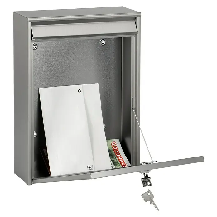 Burg-Wächter Wandbriefkasten Berlin - L x B x H: 10,5 x 28,5 x 39,8 cm, Edelstahl, Edelstahl, Öffnungsstopp - Dieser Briefkasten ist ideal für den Empfang von Post. Er bietet eine sichere Aufbewahrung für Ihre Briefe und Zeitungen.