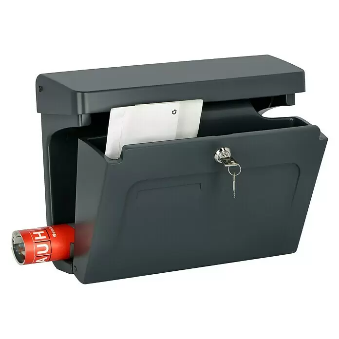 Burg-Wächter Wandbriefkasten Fehmarn - L x B x H: 30,5 x 16 x 41,5 cm, Anthrazit, Kunststoff, Zeitungsfach - Anwendungsbeispiel