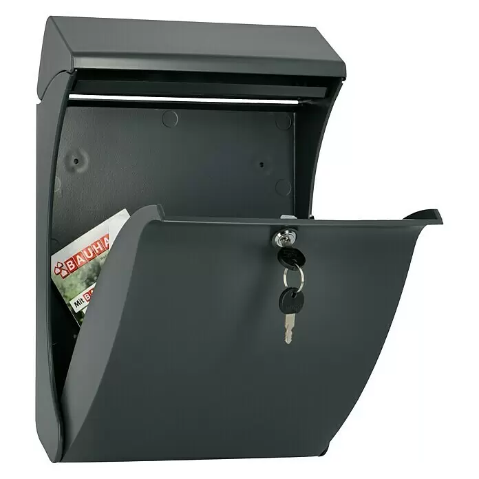 Burg-Wächter Wandbriefkasten Swing - L x B x H: 27,1 x 12,9 x 41,9 cm, Anthrazit, Kunststoff, Öffnungsstopp - Anwendungsbeispiel