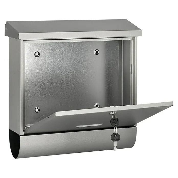 Burg-Wächter Wandbriefkasten Inoxstar - L x B x H: 11,5 x 38 x 39,5 cm, Silber, Edelstahl, Zeitungsfach - Silberner Wandbriefkasten mit Schlüssel und offenem Deckel zur sicheren Postzustellung.