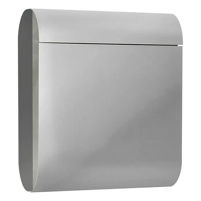 Burg-Wächter Wandbriefkasten Cosmo - L x B x H: 16,4 x 37 x 43,7 cm, Edelstahl, Edelstahl, Zeitungsfach - Moderner Briefkasten aus silbernem Metall mit abgerundeten Kanten. Ideal für einen stilvollen Hauseingangsbereich.