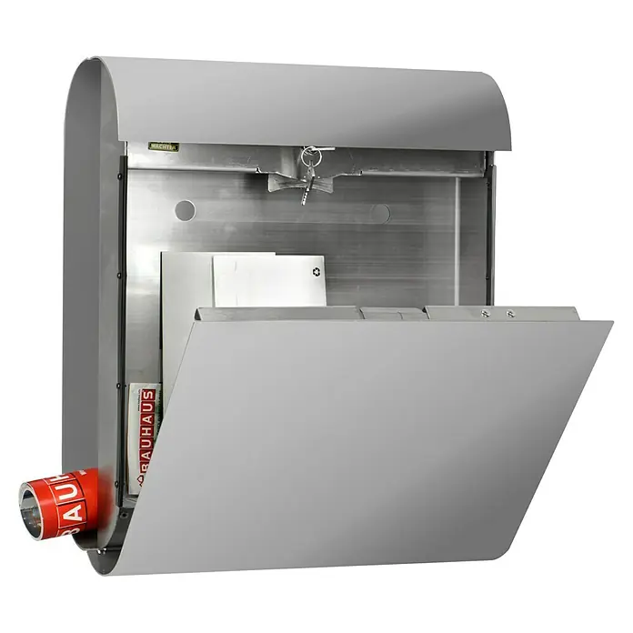 Burg-Wächter Wandbriefkasten Cosmo - L x B x H: 16,4 x 37 x 43,7 cm, Edelstahl, Edelstahl, Zeitungsfach - Offener Briefkasten aus Metall, ideal für den Außenbereich. Die Konstruktion ist robust und wetterfest.