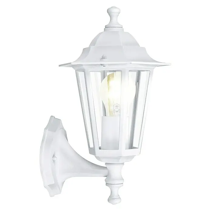 Eglo Laterna 5 Außenwandleuchte - 60 W, Weiß, Klar, IP44, Höhe: 32 cm - Weiße Außenwandleuchte mit klaren Scheiben und dekorativem Design für den Außenbereich.