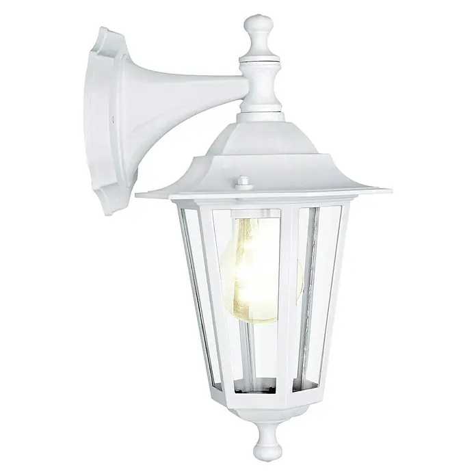 Eglo Laterna 5 Außenwandleuchte - 60 W, Weiß, Klar, IP44, Höhe: 35 cm - Elegante weiße Wandleuchte im Außenbereich.