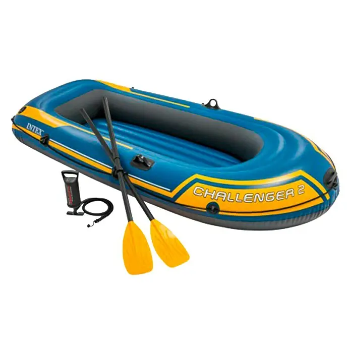 Intex Bote hinchable Challenger 2 - L x An x Al: 2,36 x 1,14 x 0,41 m, Apto para: 2 personas, Carga útil: 200 kg - Conjunto de bote inflable Intex Challenger 2, completo con remos y bomba de aire, perfecto para actividades acuáticas.
