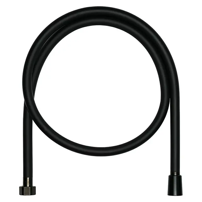 Camargue Brauseschlauch - Länge: 160 cm, ½″, Kunststoff, Schwarz - Schwarzer flexibler Brauseschlauch mit Anschlüssen. Für Dusche oder Badewanne, robust und langlebig.