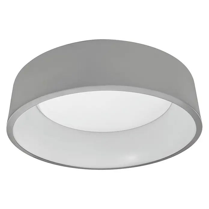 Ledvance Smart+ WiFi LED-Deckenleuchte rund Cylinder - 24 W, Ø x H: 450 x 134 mm, Grau - Nahaufnahme einer grauen LED-Deckenleuchte, die ein modernes Design mit effizienter Beleuchtungslösung verbindet. Ideal für stilvolle Innenräume.