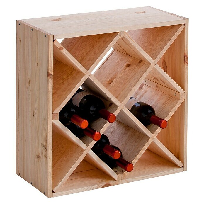 Étagère à vin CUBE 52 casiers individuels, en pin naturel