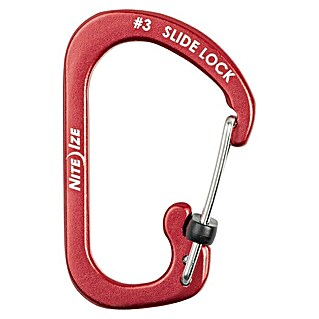 Nite Ize Mosquetón Slide Lock (58 x 38 mm, Metal, Rojo, Resistencia a la tracción: 11 kg)