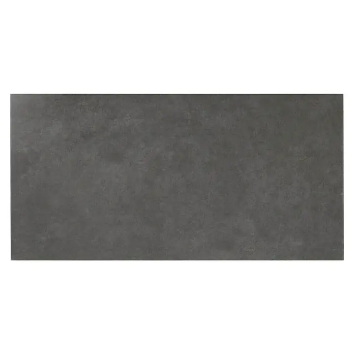Palazzo Feinsteinzeugfliese Forum - 30 x 60 cm, Schwarz, Matt - Nahaufnahme einer grauen Tischplatte mit subtiler Textur, die eine schlichte und moderne Ästhetik für jeden Raum bietet.