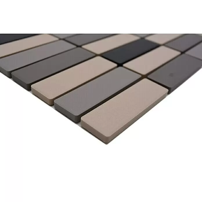 Mosaikfliese Stäbchen Mix CU ST 011 - 29,7 x 29 cm, Grau/Beige, Matt - Detailaufnahme