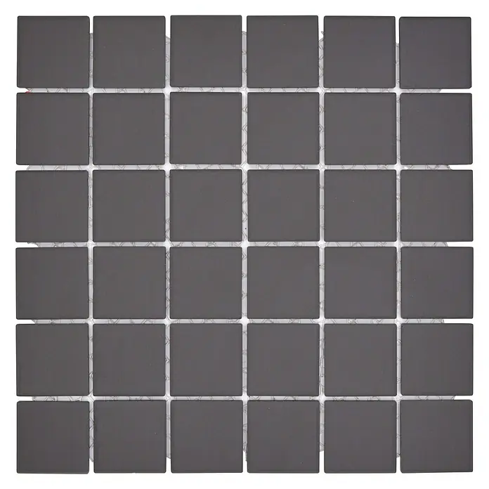 Mosaikfliese Quadrat Uni CU 253 - 29,8 x 29,8 cm, Braun, Matt - Graue Mosaikfliese mit quadratischen Stücken auf einem Netz, ideal für Badezimmer, Küchen oder andere Innenräume. Die Fliese bietet eine moderne und stilvolle Oberfläche.