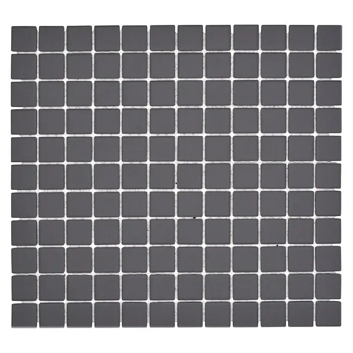 Mosaikfliese Quadrat Uni CU 020 - 32,6 x 30 cm, Schwarz, Matt - Quadratische graue Fliesen mit glänzender Oberfläche, ideal für moderne Badezimmer und Küchen. Das Mosaikmuster bietet eine stilvolle Textur.