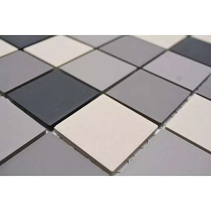 Mosaikfliese Quadrat Mix CU 213 - 29,8 x 29,8 cm, Braun/Beige, Matt - Detailaufnahme