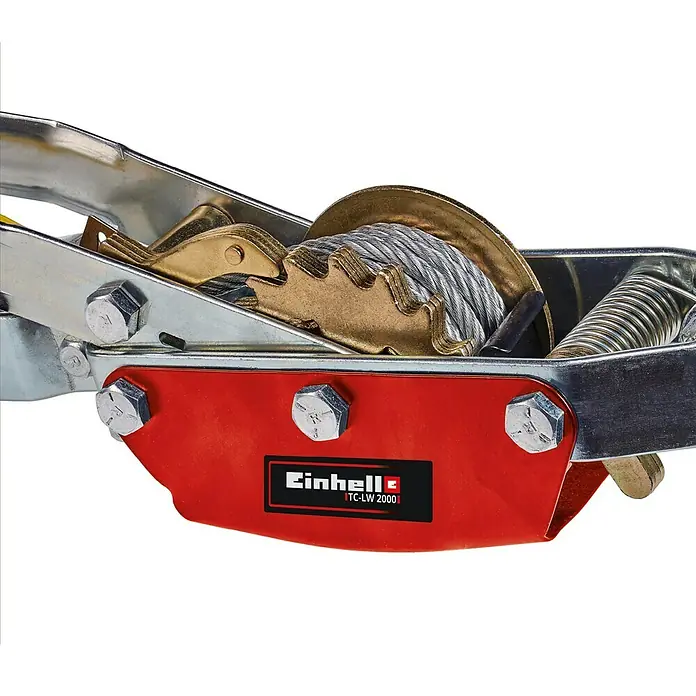 Einhell Handhebelseilzug TC-LW 2000 - Tragkraft: 2.000 kg - Nahaufnahme einer Einhell TC-LW 2000 Seilwinde, ideal zum Ziehen und Bewegen schwerer Lasten im Hobby- und Werkstattbereich.