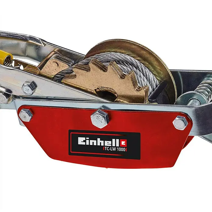Einhell Handhebelseilzug TC-LW 1000 - Tragkraft: 1.000 kg - Nahaufnahme einer Einhell TC-LW 1000 Handseilwinde, ideal zum Ziehen und Bewegen von Lasten im Hobby- und Freizeitbereich.