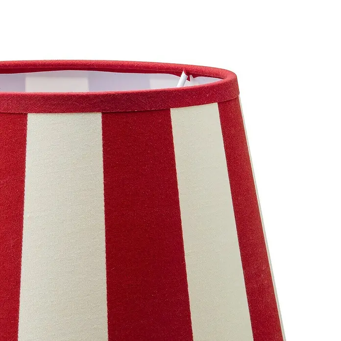 Home Sweet Home Lampenschirm Classic - Ø x H: 20 x 13 cm, Rot, Weiß, Stoff, Rund - Detailansicht eines rot-weiß gestreiften Lampenschirms, der ein stilvolles und dekoratives Element für jede Beleuchtung darstellt.
