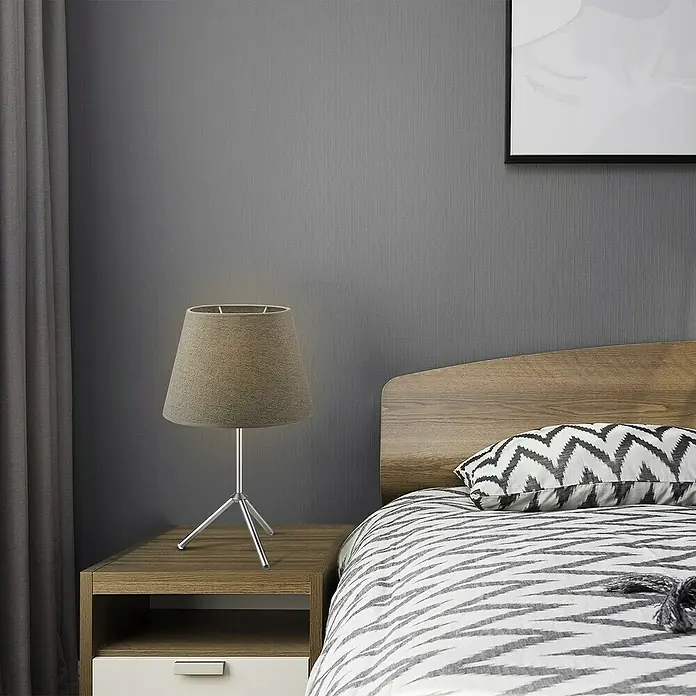 Home Sweet Home Lampenschirm Melrose - Ø x H: 14 x 16 cm, Hellgrau, Stoff, Oval - Elegante Nachttischlampe mit grauem Stoffschirm und filigranem Stativfuß aus Metall, ideal für Schlafzimmer.