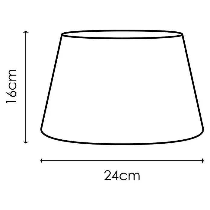 Home Sweet Home Lampenschirm Melrose - Ø x H: 14 x 16 cm, Hellgrau, Stoff, Oval - Abbildung eines Lampenschirms mit den Maßen 16 cm Höhe und 24 cm Durchmesser unten, was seine konische Form hervorhebt.
