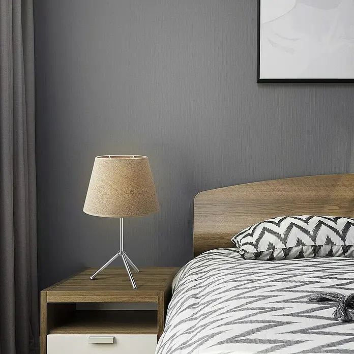 Home Sweet Home Lampenschirm Melrose - Ø x H: 14 x 16 cm, Taupe, Stoff, Oval - Elegante Nachttischlampe mit beigem Lampenschirm und silbernem Stativfuß. Die perfekte Beleuchtung für Ihr Schlafzimmer.