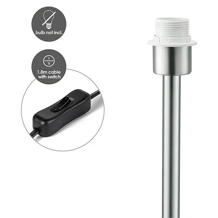 Home Sweet Home Lampenfuß Stick - 40 W, Farbe: Stahl matt, Höhe: 39 cm - Produktabbildung einer Stehleuchte mit Schalter und Fassung, ohne Glühbirne.
