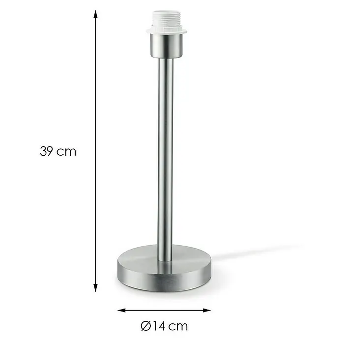 Home Sweet Home Lampenfuß Stick - 40 W, Farbe: Stahl matt, Höhe: 39 cm - Silberner Lampenfuß mit den Maßen 39 cm Höhe und 14 cm Durchmesser.