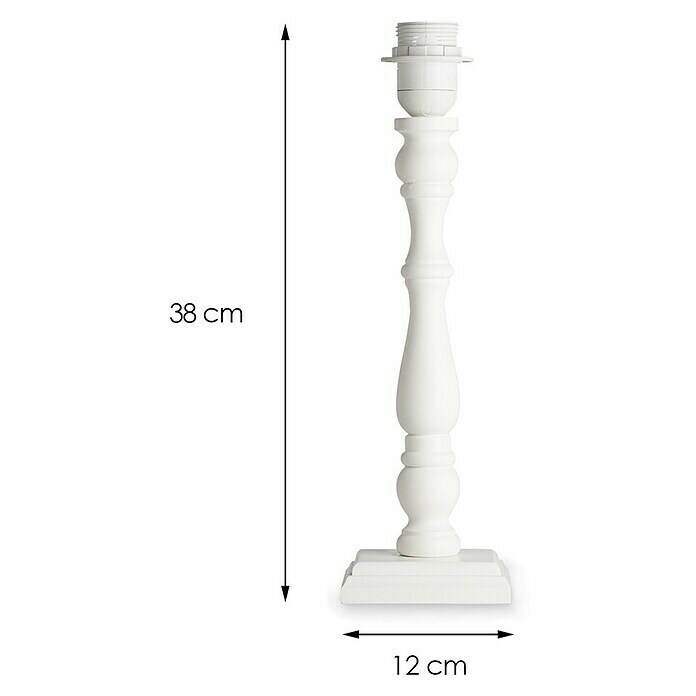 Home Sweet Home Lampenfuß Woodi40 W, Farbe: Weiß, Höhe: 38 cm, Eckig Sketch