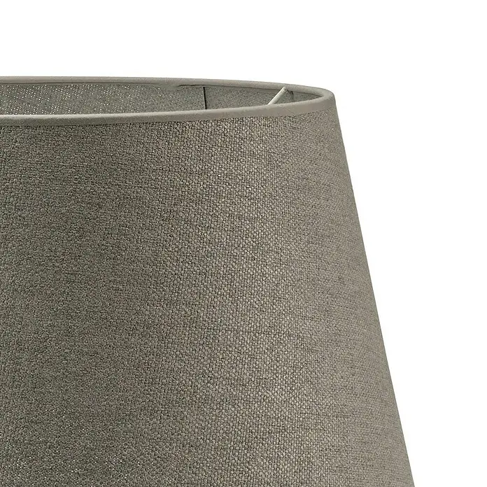 Home Sweet Home Lampenschirm Melrose - Ø x H: 35 x 19 cm, Hellgrau, Stoff, Rund - Nahaufnahme eines Lampenschirms mit grauer Textur und subtilem Glanz, der ein elegantes und modernes Design zeigt.