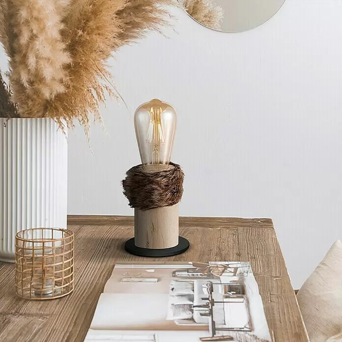 Home Sweet Home Tischleuchte Furdy - 10 W, Beige, E27, 100 mm x 11,5 cm - Stimmungsaufnahme