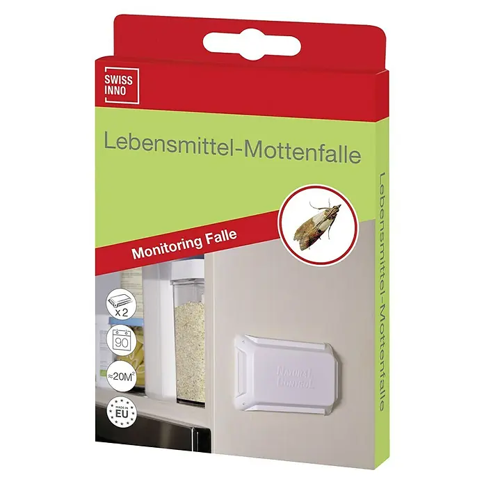 Swissinno Natural Control Lebensmittelmottenfalle - Klebefallen, 2 Stk. - Lebensmittel-Mottenfalle von Swiss Inno zur Überwachung von Lebensmittelmottenbefall. Die Falle ist ungiftig und einfach zu installieren.