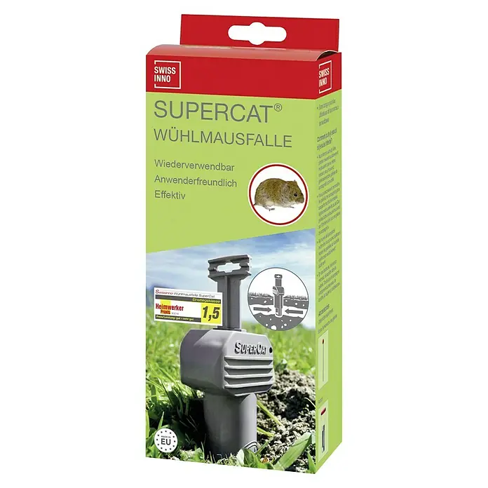 Swissinno SuperCat Wühlmausfalle - Unterirdische Falle - SuperCat Wühlmausfalle: Wiederverwendbar, anwenderfreundlich und effektiv. Ideal zur Bekämpfung von Wühlmäusen im Garten.