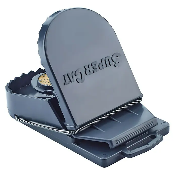 Swissinno SuperCat Rattenfalle - Kunststoff - Nahaufnahme einer SUPER CAT Mausefalle, ideal zur effektiven und hygienischen Bekämpfung von Mäusen in Innenräumen.