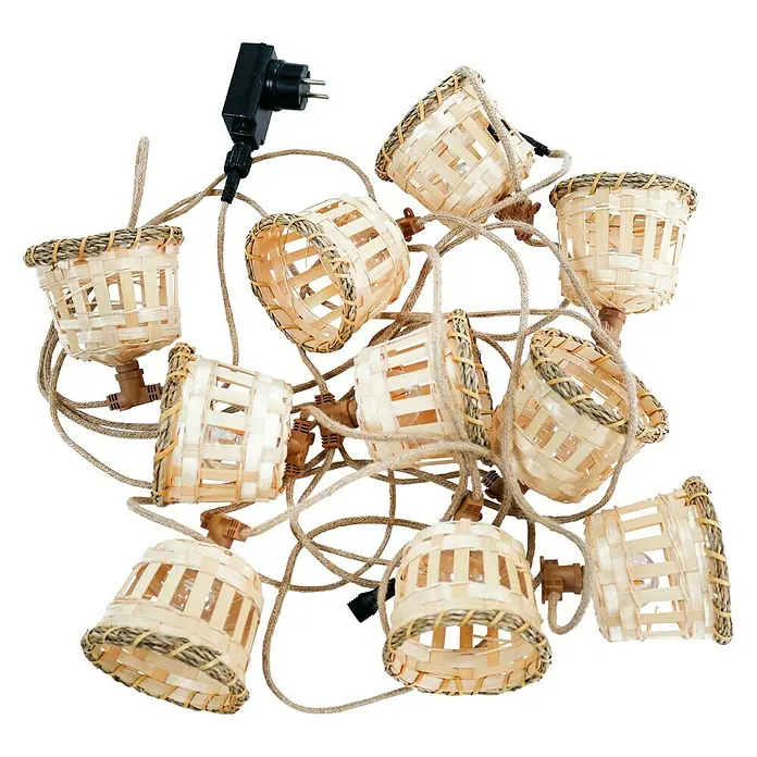 New Garden LED-Lichterkette Aurora - Außen, 8 m, Lichtfarbe: Neutralweiß - Lichterkette mit kleinen Körben als Lampenschirme. Dekorative Beleuchtung für gemütliche Abende mit warmem Licht.