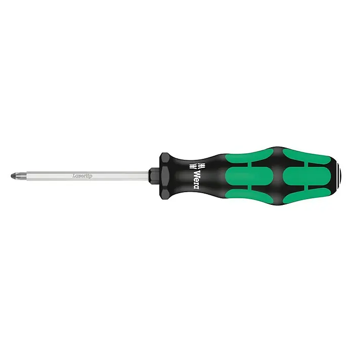 Wera Kraftform Plus Schraubendreher 355 SK PZ - PZ 1, Klingenlänge: 80 mm - Wera Kreuzschlitzschraubendreher mit Lasertip für sicheren Halt und erhöhte Lebensdauer, ideal für präzise Schraubarbeiten.