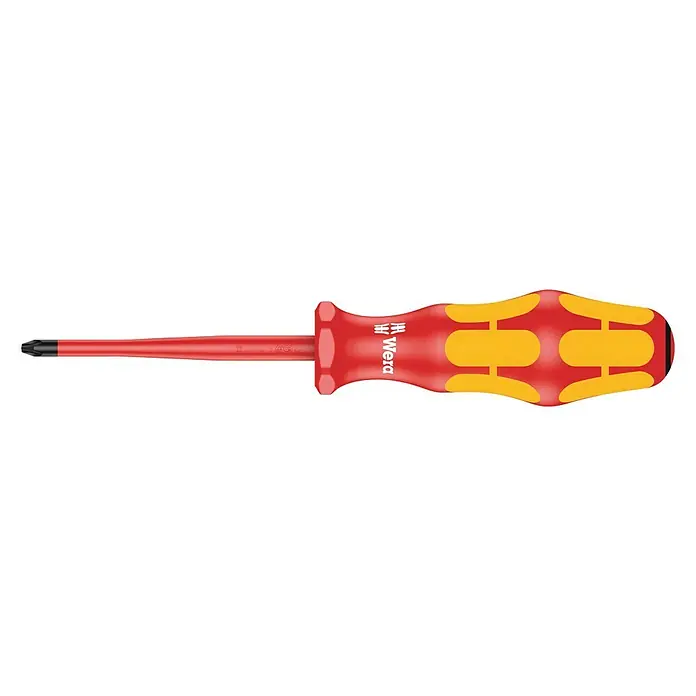 Wera Kraftform Plus Elektriker-Schraubendreher 165 IS - PZ 1, Klingenlänge: 80 mm - Wera 367 TORX® HF Schraubendreher: Der perfekte Schraubendreher mit Haltefunktion für TORX® Schrauben in auffälligem Rot und Gelb.