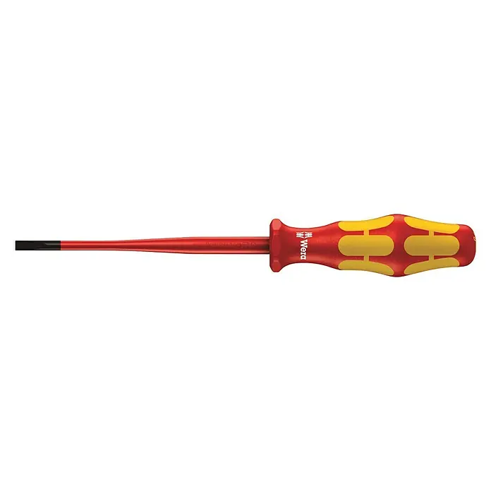 Wera Kraftform Plus Schraubendreher 160 ISS - Klingenlänge: 100 mm - Schlitzschraubendreher von Wera, isoliert und mit ergonomischem Griff für sicheres Arbeiten unter Spannung. Ideal für Elektriker!