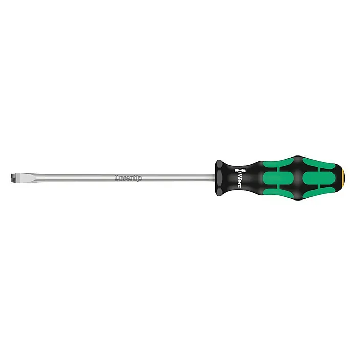 Wera Kraftform Plus Schraubendreher 334 - Klingenbreite: 8 mm, Schlüsselweite: 1,6 mm, Klingenlänge: 175 mm - Wera Schlitz-Schraubendreher mit Lasertip für besseren Halt und höhere Kraftübertragung. Ergonomischer Griff für komfortables Arbeiten.