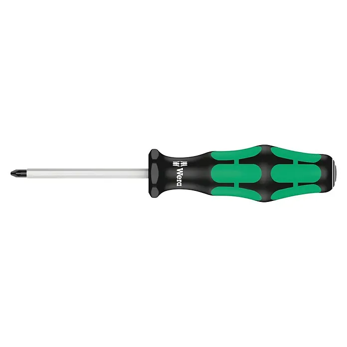 Wera Kraftform Plus Schraubendreher 355 SK PZ - PZ 0, Klingenlänge: 60 mm - Der Wera Kreuzschlitzschraubendreher mit ergonomischem Griff sorgt für komfortables Schrauben und präzise Ergebnisse.