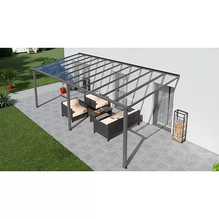 Gardendreams Terrassenüberdachung Comfort - B x T: 604 x 300 cm, Anthrazitgrau, Polycarbonat, Transparent - Stimmungsaufnahme