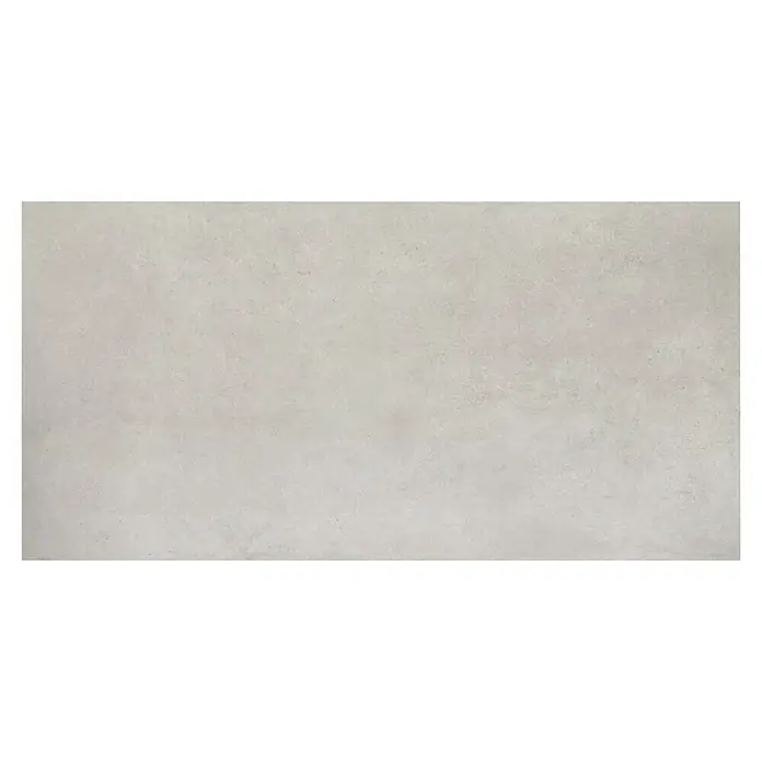Feinsteinzeugfliese Arkety Slim - 59 x 120 cm, Grau, Matt - Nahaufnahme einer hellgrauen Betonplatte mit subtilen Texturen und einer glatten Oberfläche, ideal für moderne Innenräume.