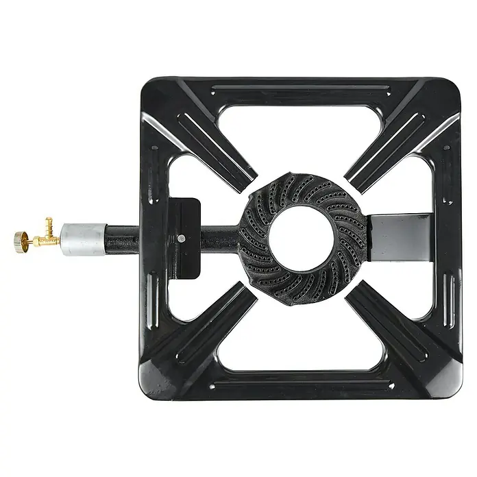 Grillstar Gaskocher - L x B x H: 40 x 40 x 15 cm, 6,5 kW, Betriebsdruck: 50 mbar - Ein tragbarer Gaskocher mit einem quadratischen Rahmen und einem zentralen Brenner, ideal für Camping und Outdoor-Aktivitäten.