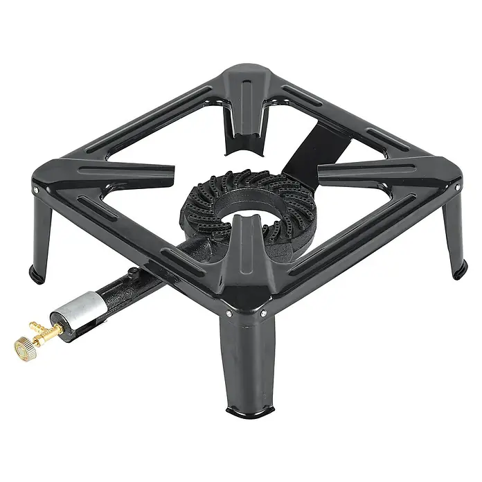 Grillstar Gaskocher - L x B x H: 40 x 40 x 15 cm, 6,5 kW, Betriebsdruck: 50 mbar - Schwarzer Gaskocher mit stabilem Rahmen und zentralem Brenner für den Außenbereich. Robuste Konstruktion für vielseitiges Kochen.