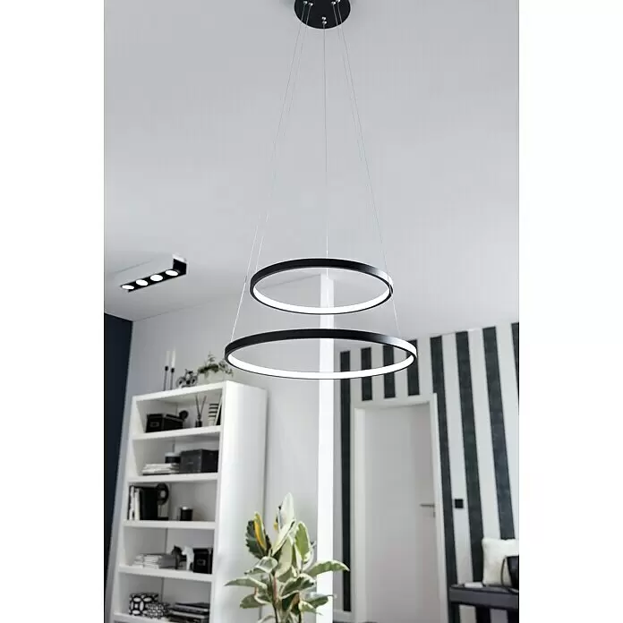 Just Light LED-Pendelleuchte rund Circle - L x B x H: 50 x 50 x 120 cm - Stimmungsaufnahme