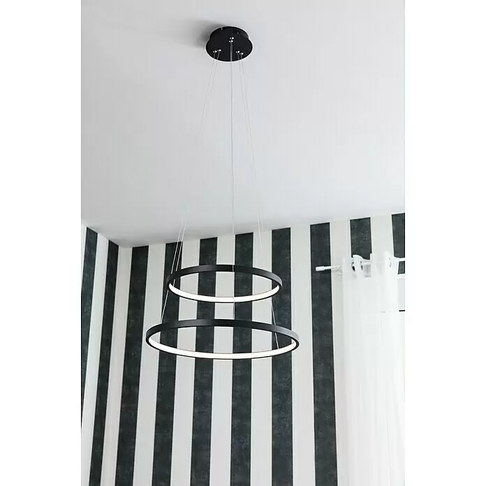 Just Light LED-Pendelleuchte rund Circle - L x B x H: 50 x 50 x 120 cm - Stimmungsaufnahme
